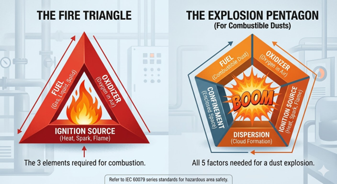 UNDERSTANDING THE FIRE TRIANGLE VS EXPLOSION PENTAGON