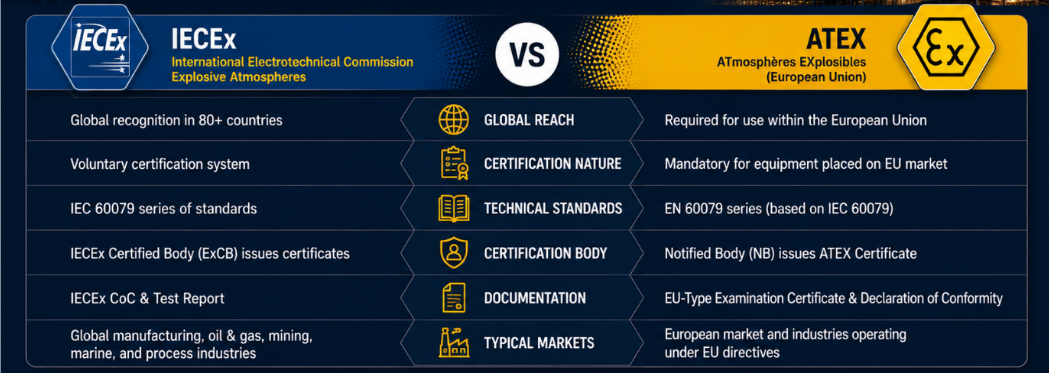 Differences between IECEx and ATEX systems