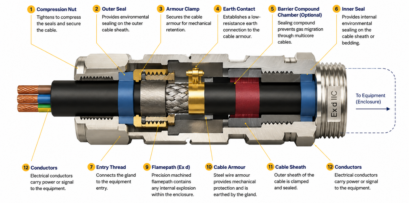 Anatomy of an Explosion-Proof Cable Gland