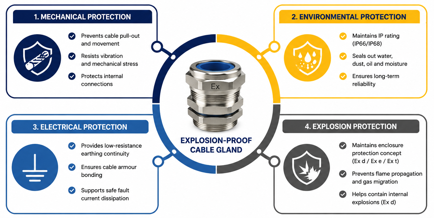 Four Protection Functions of Cable Gland